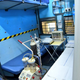 Medical equipment in a train coach that has been turned into an isolation ward.